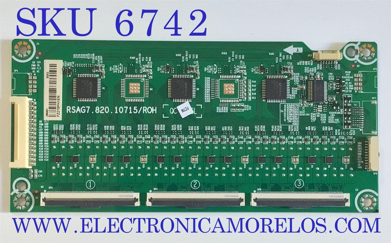 LED DRIVER PARA TV TOSHIBA / NUMERO DE PARTE 296851 / RSAG7.820.10715/ROH / DISPLAY HV750QUB-E7D / MODELO FZ219PH1EN